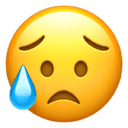 Sad but relieved face emoji