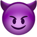 Smiling face with horns emoji