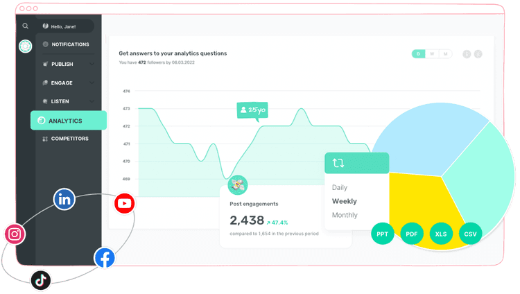 Track all social media KPIs with Sociality.io Analytics.