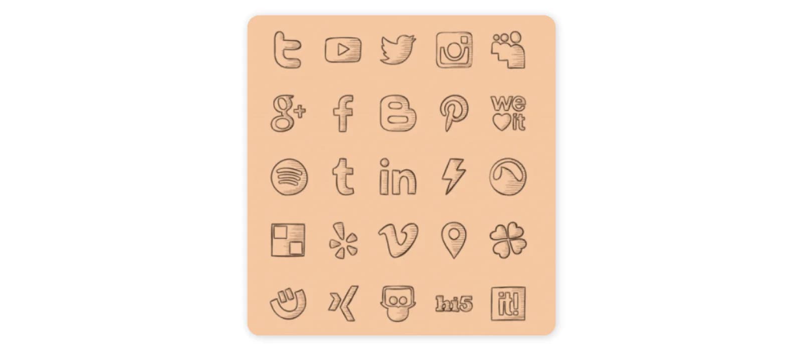The 30 best social media icons in 2023 - Hand Drawn Social Media Icons
