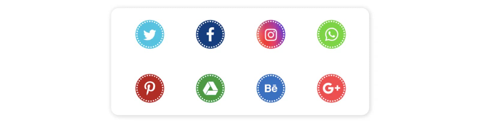 Dotted Circle Social Media Icons
