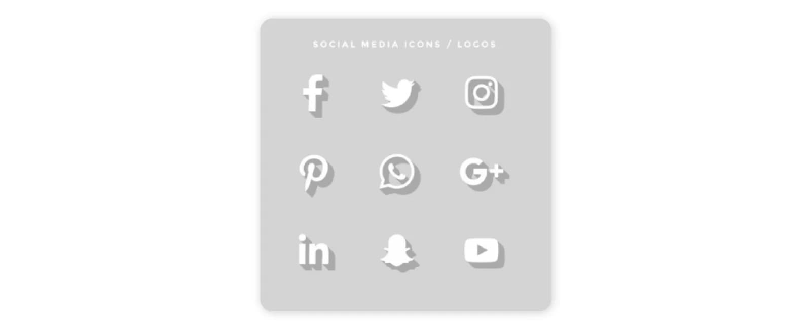White with Gray Shadow Social Media Icons