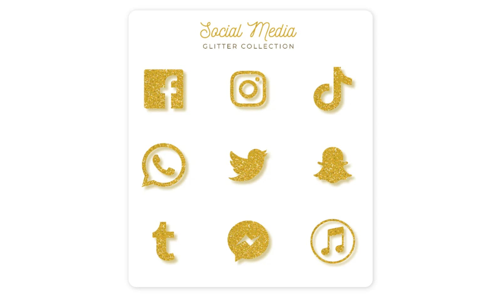 Social media gold glitter collection