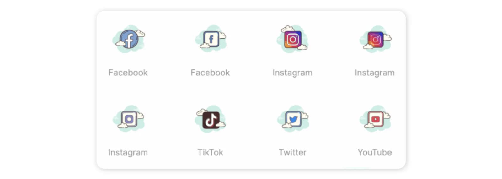 In the clouds social media icons