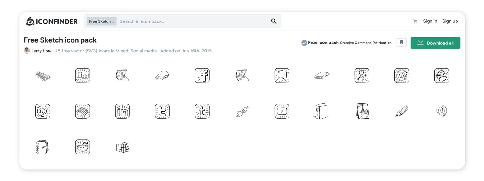 Sketch social icon set