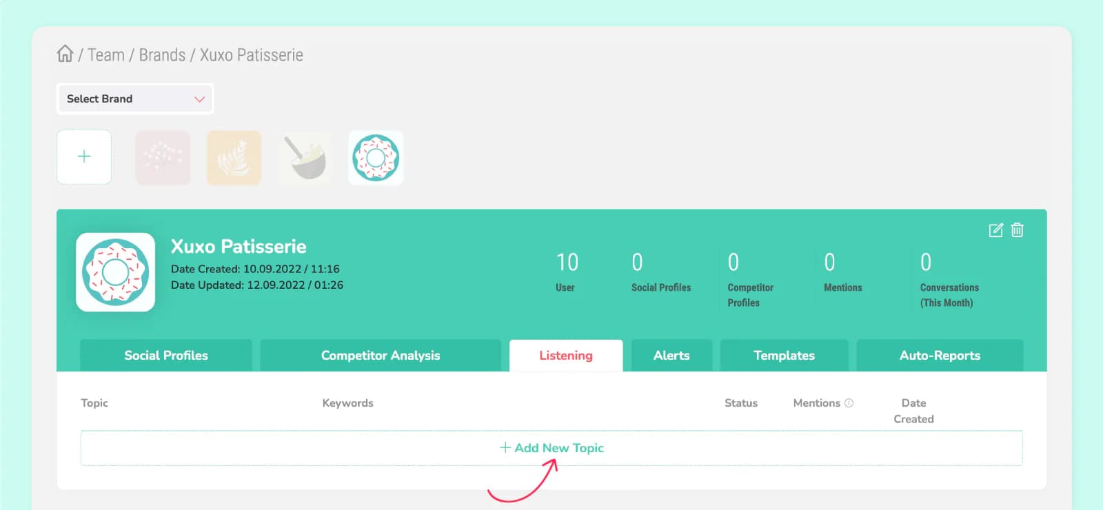 How to add a listening topic on Sociality.io