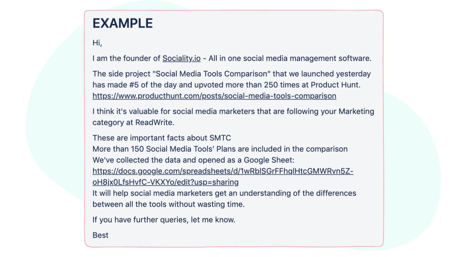 Press email example