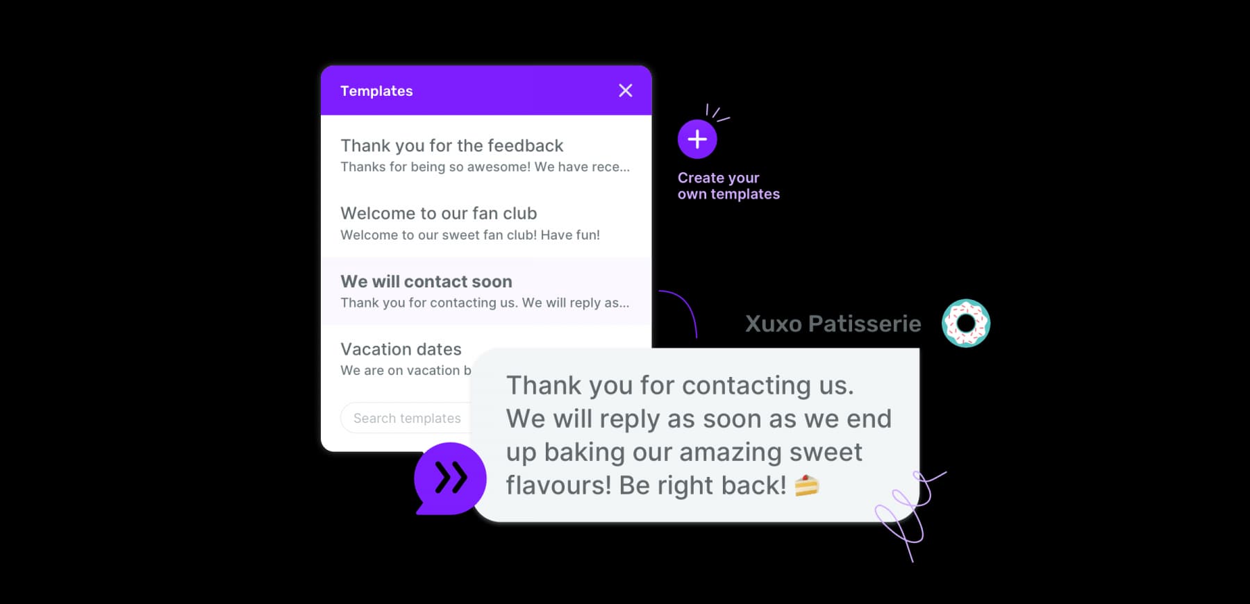 Saved reply templates in the Sociality.io inbox used to answer a customer message