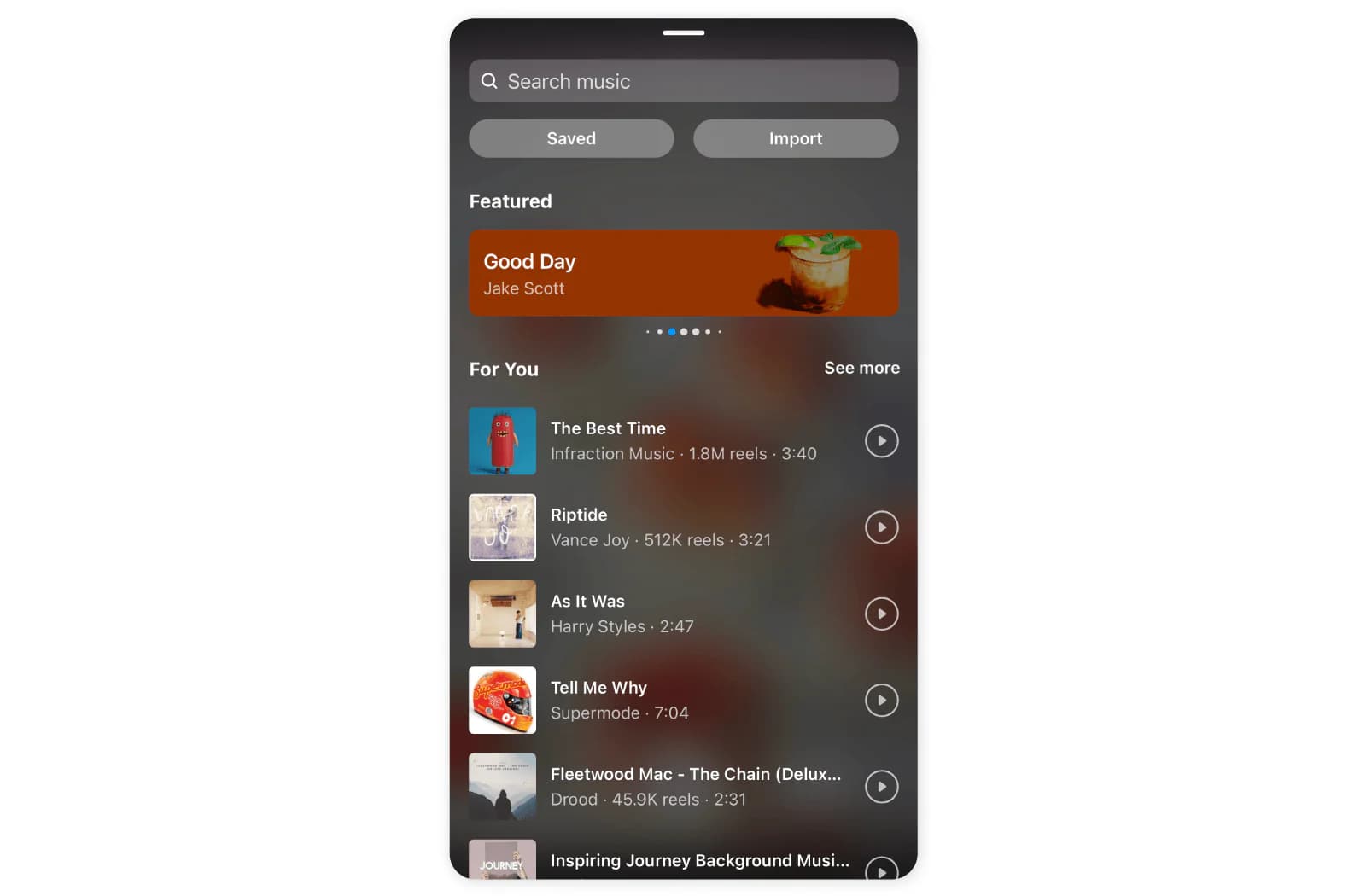 How to add music to Reels on Instagram - Step 2