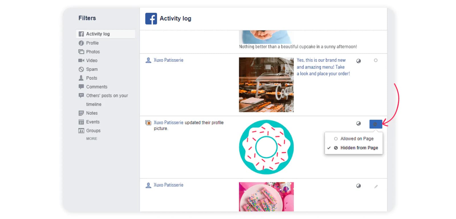 Facebook allowed pages