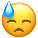 Downcast face with sweat emoji