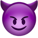 Smiling face with horns emoji