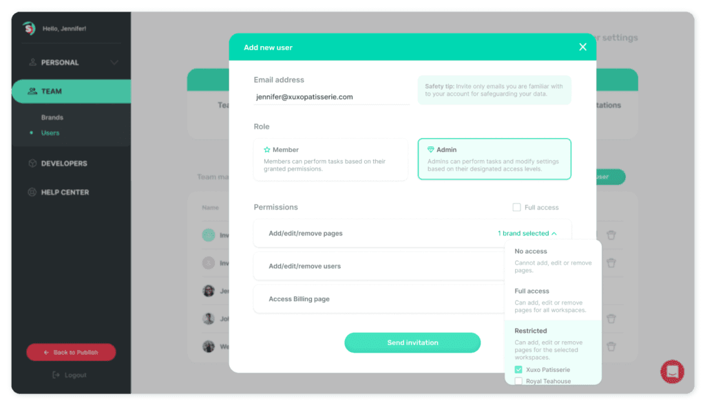 Uplifted Users' page design and experience