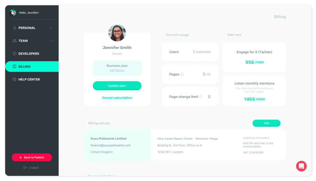 Improved the Billing page interface