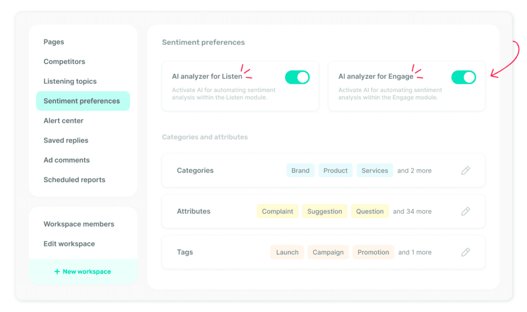 AI Sentiment Analysis for the Listen and Engage module