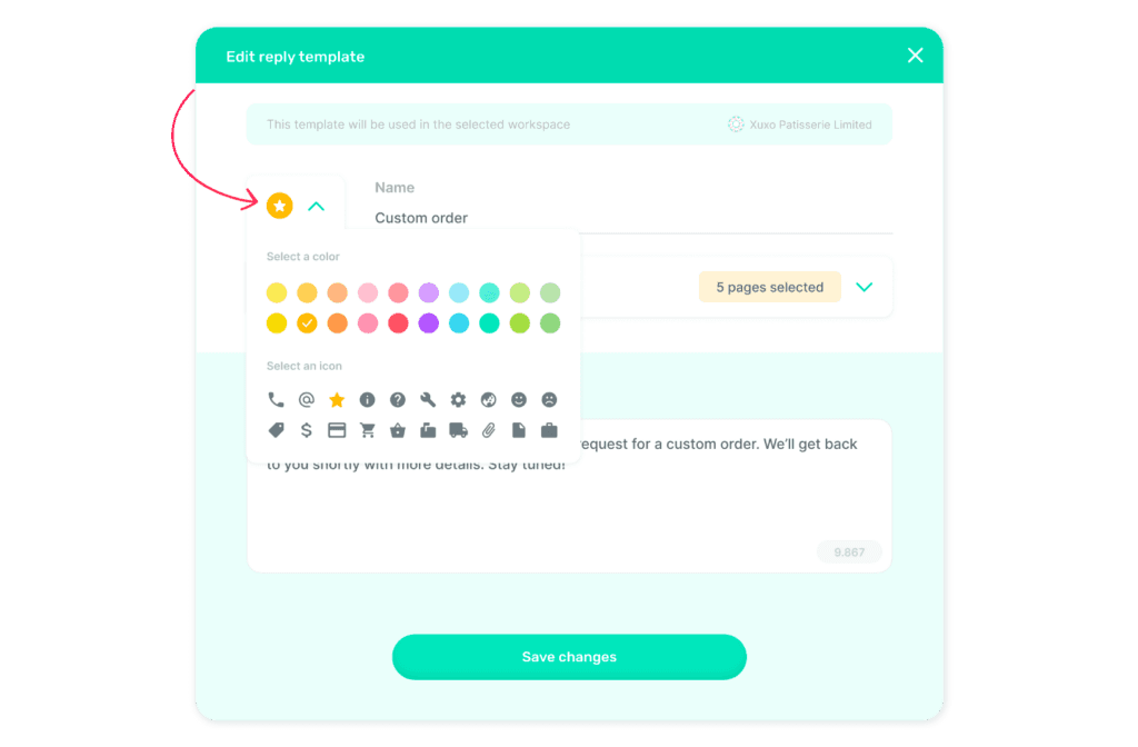 How to assign icons and colors to your saved replies - 4