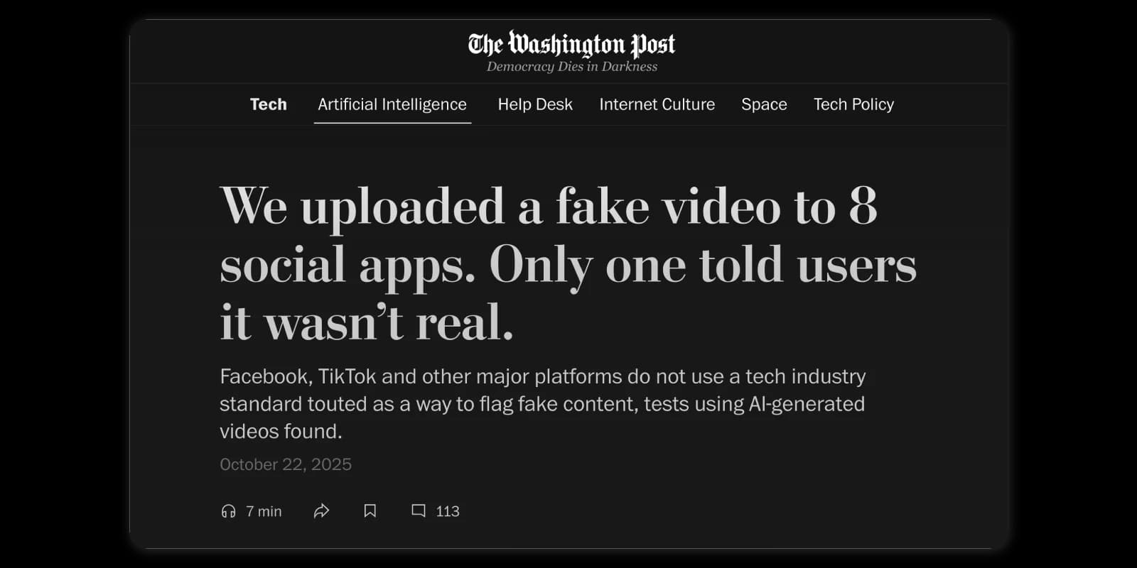 The Washington Post uploaded a fake video to test people