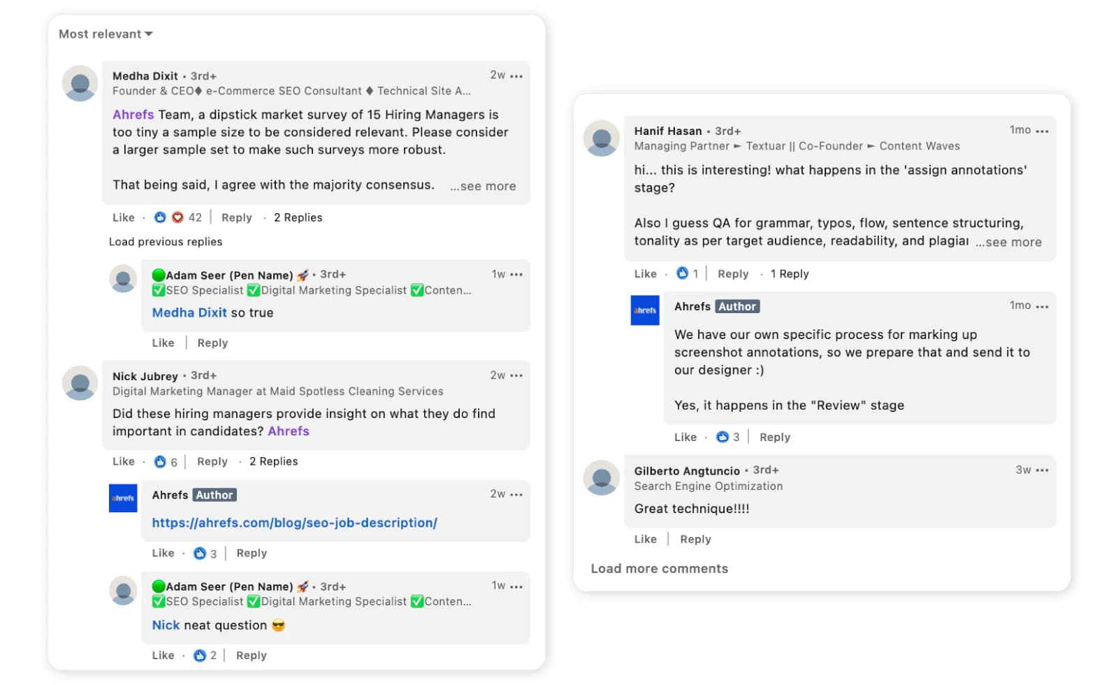 LinkedIn competitorsâ content analysis - responses