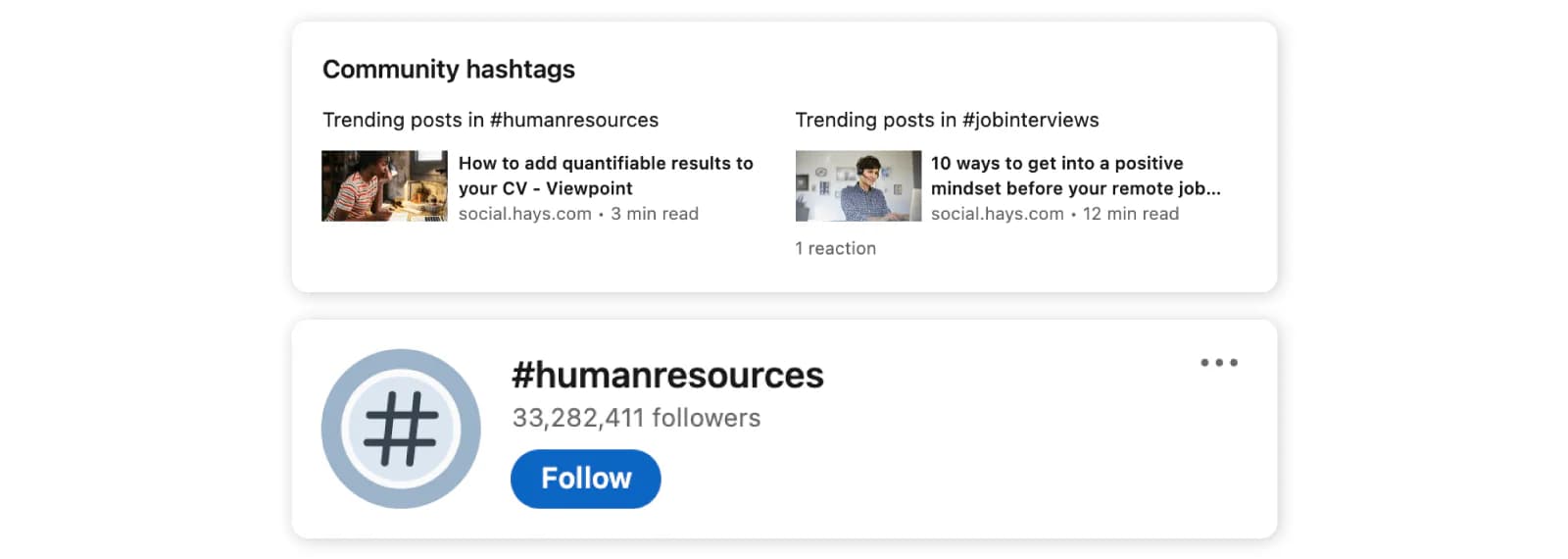 Community hashtag followers