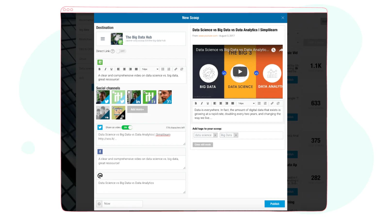 Scoop.it dashboard for curating and publishing content