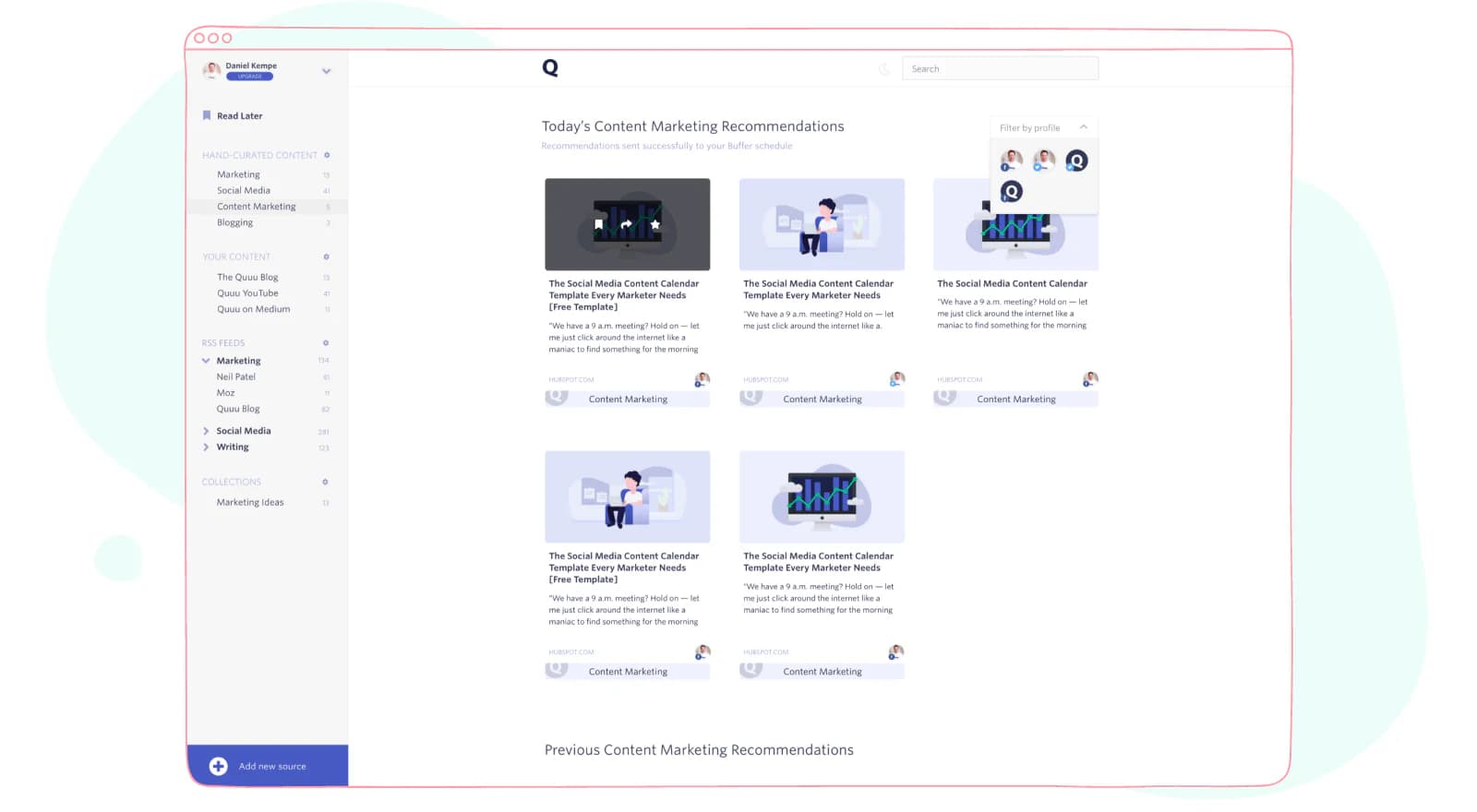 Quuu recommended content for content marketing
