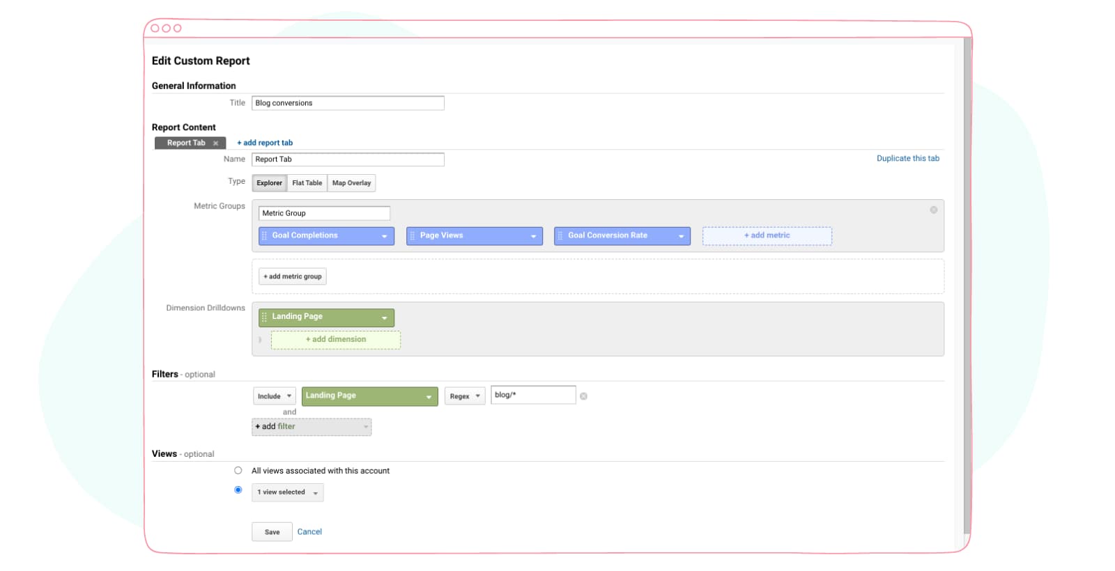 Custom report from Analytics