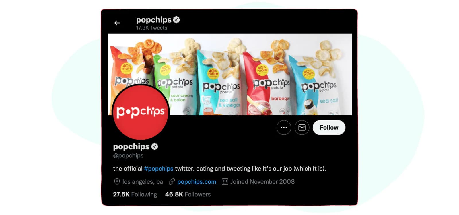 Popchips Twitter bio