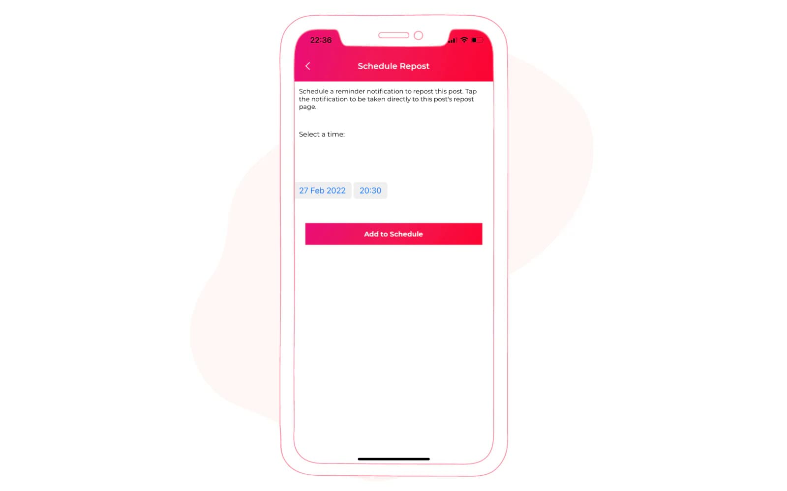 repost an Instagram post - Repos+ App scheduling options