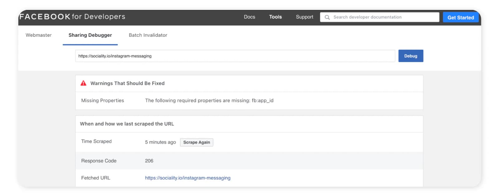 How to use Facebook Debugger - Step 2
