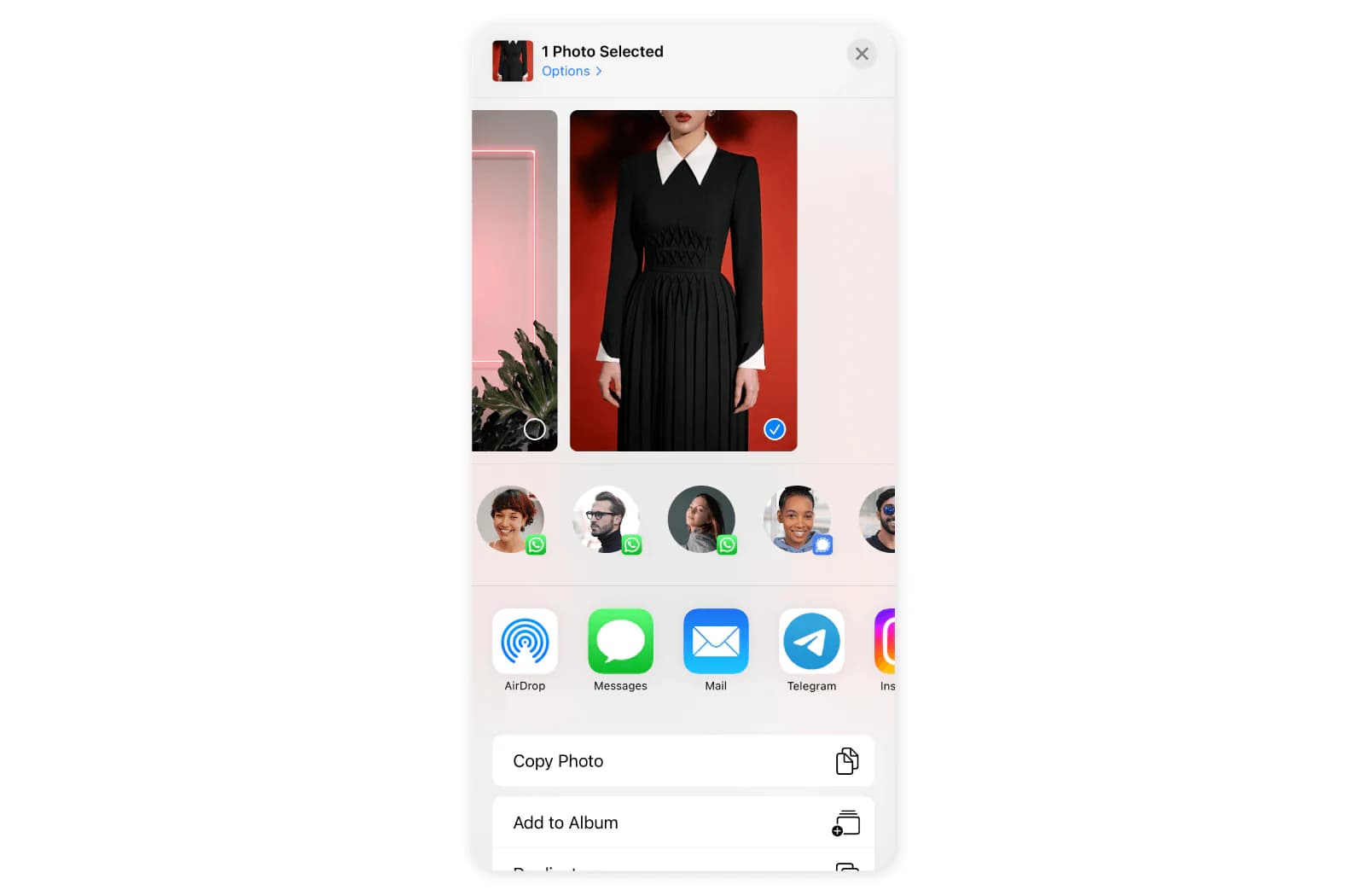 How to add an image over new background on Instagram story - Step 2