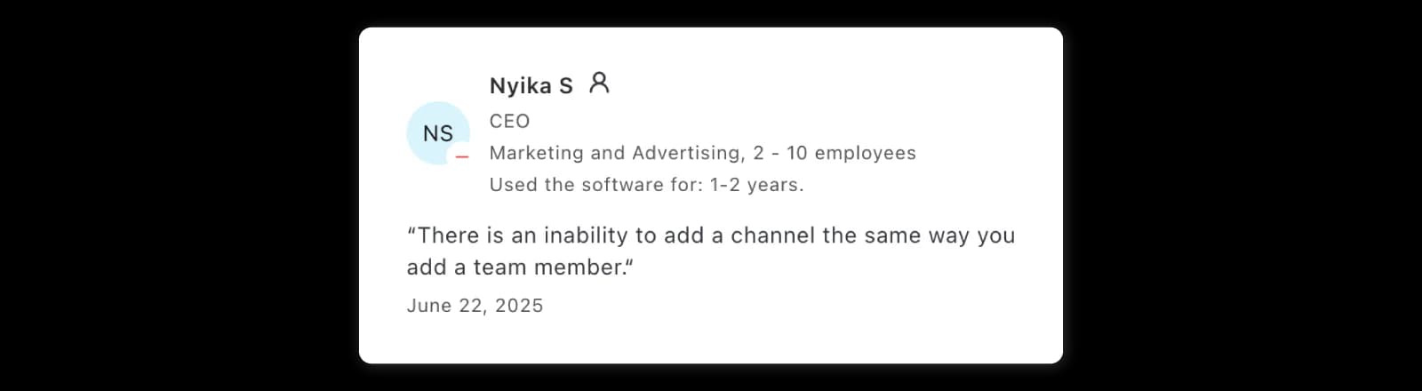 Reviewer explains a collaboration limitation when adding SocialPilot channels