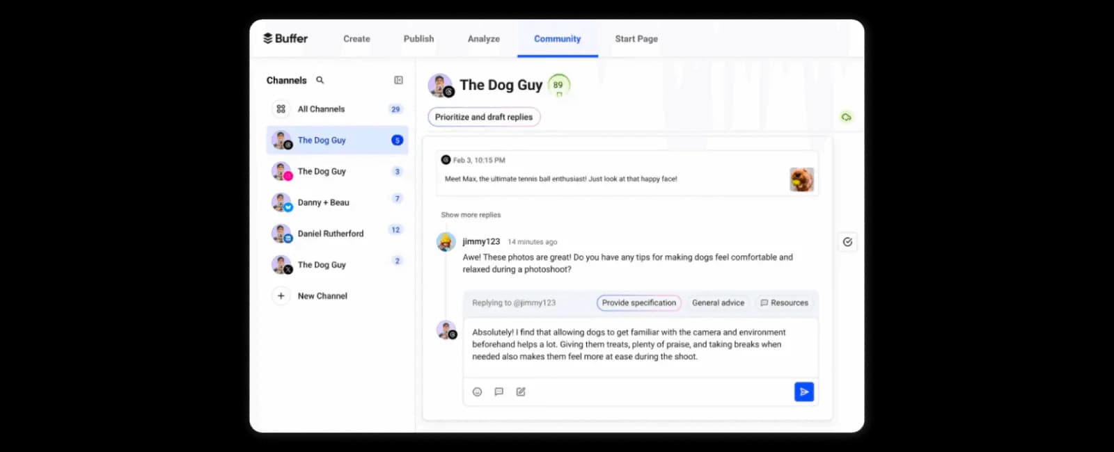 Buffer dashboard shown as a simple social media publishing alternative