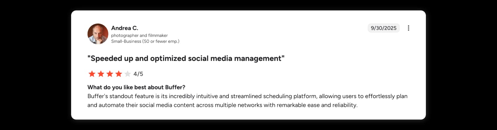 Reviewer praises Buffer scheduling across several social media networks