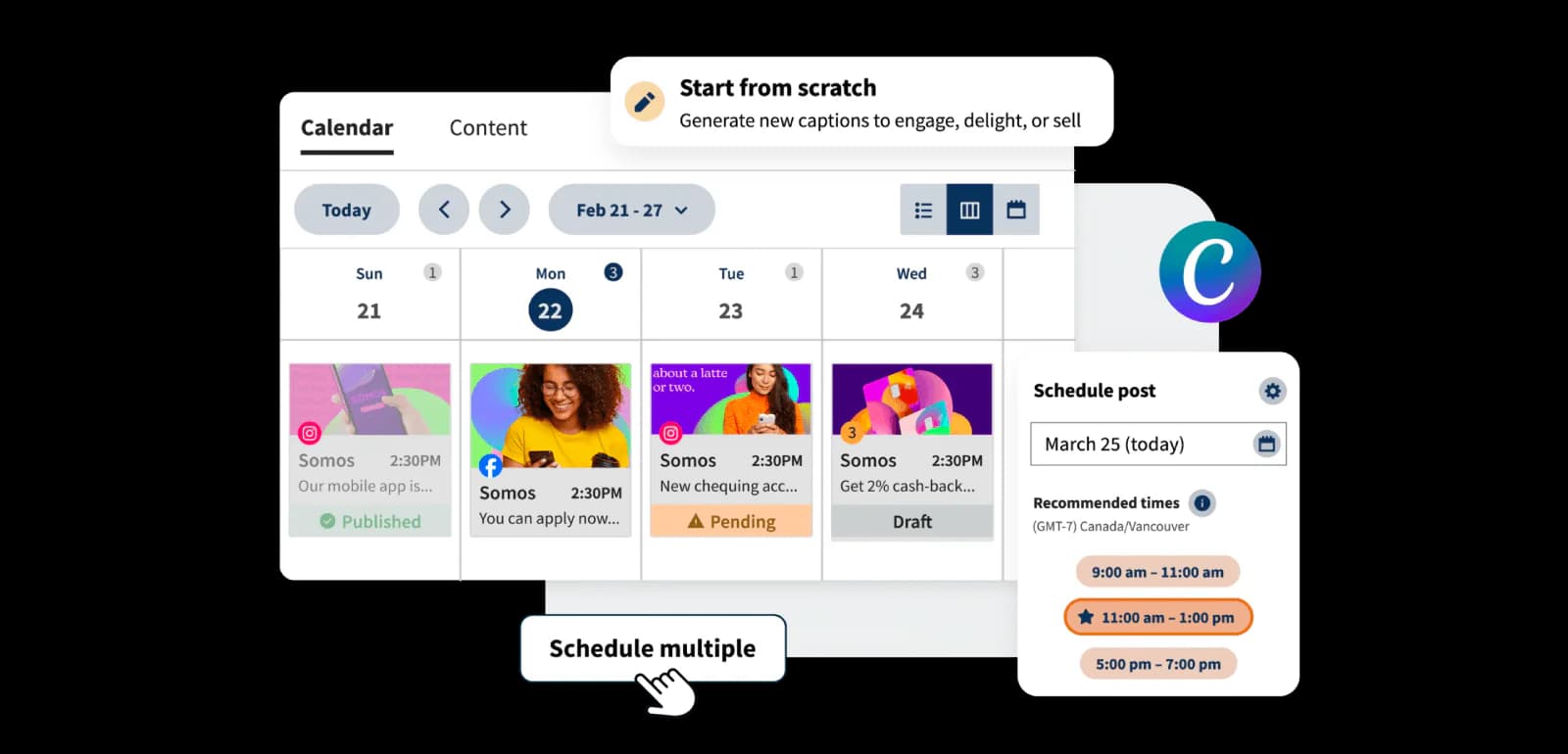 Hootsuite dashboard shown as an established social media management alternative