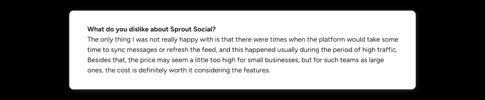 G2 reviewer says Sprout Social pricing can be high for smaller businesses