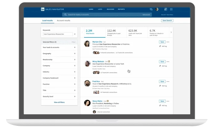 LinkedIn features - Sales Navigator