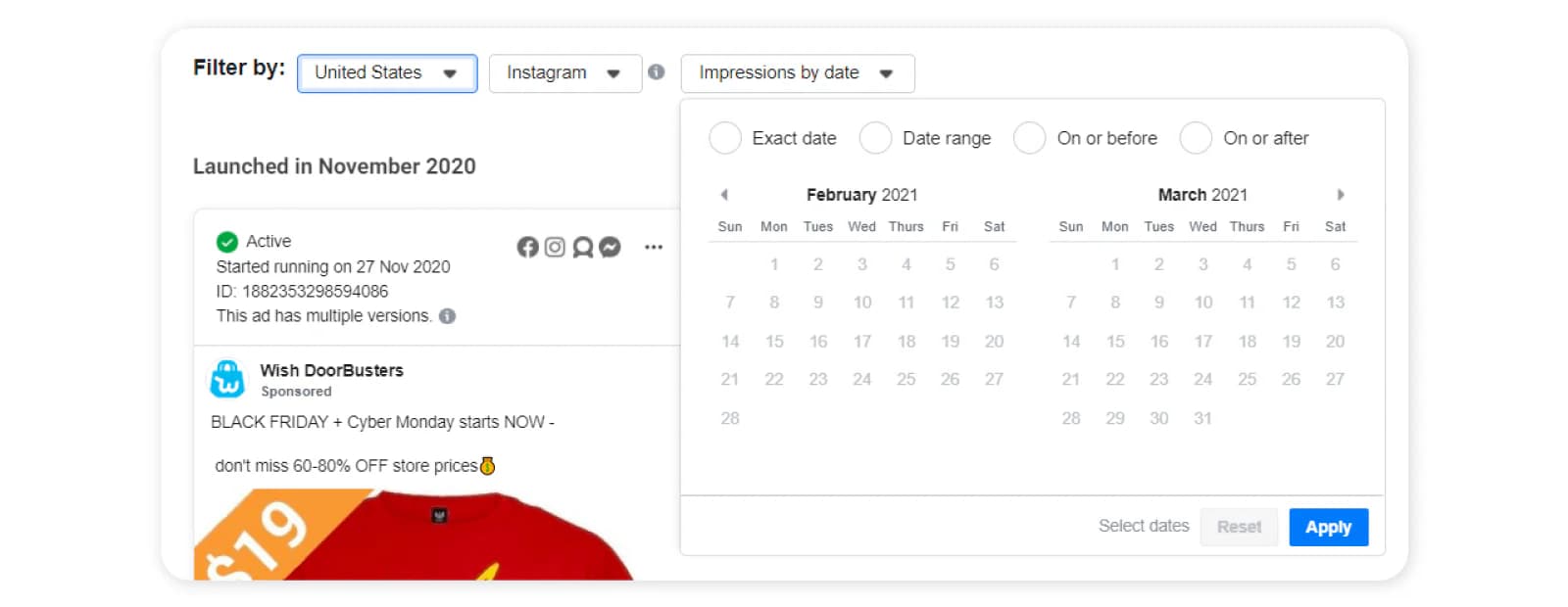 Using Meta Ad Library to track your competitors’ promoted Instagram posts - Step 3
