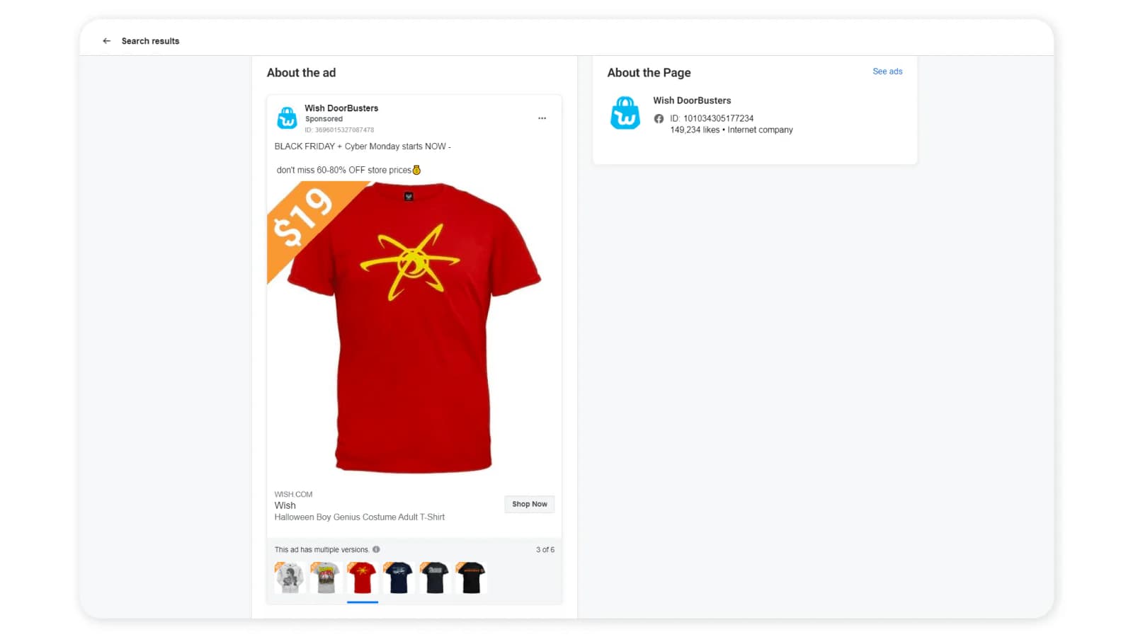 Promoted Instagram post example