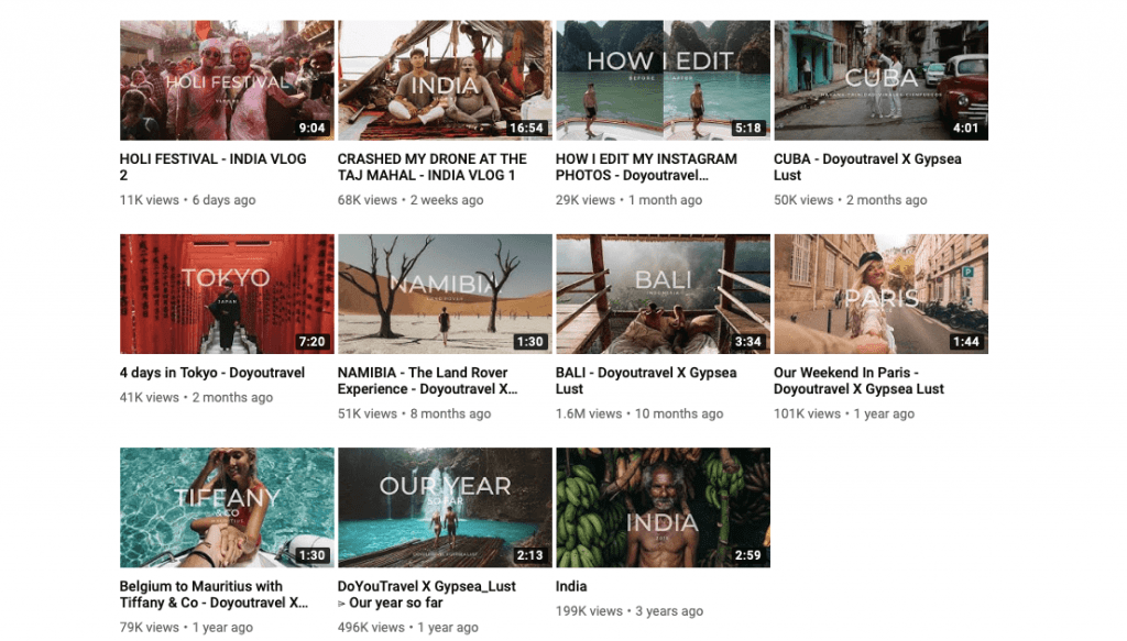 Another Youtube travel profile