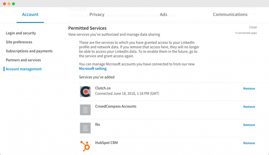 Linkedin Permitted Services