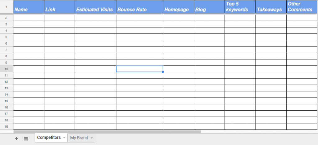 Social Media Competitor Research Template