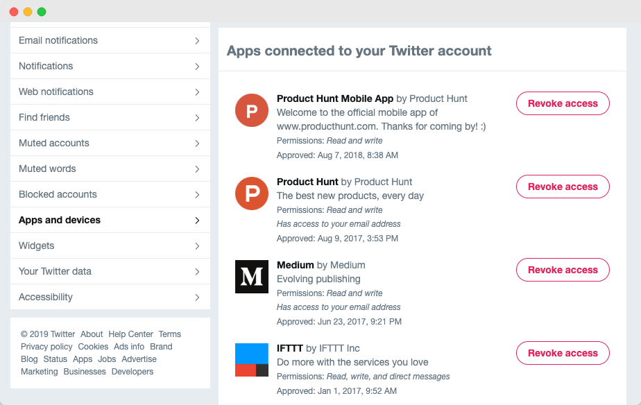 Twitter Authorized Applications