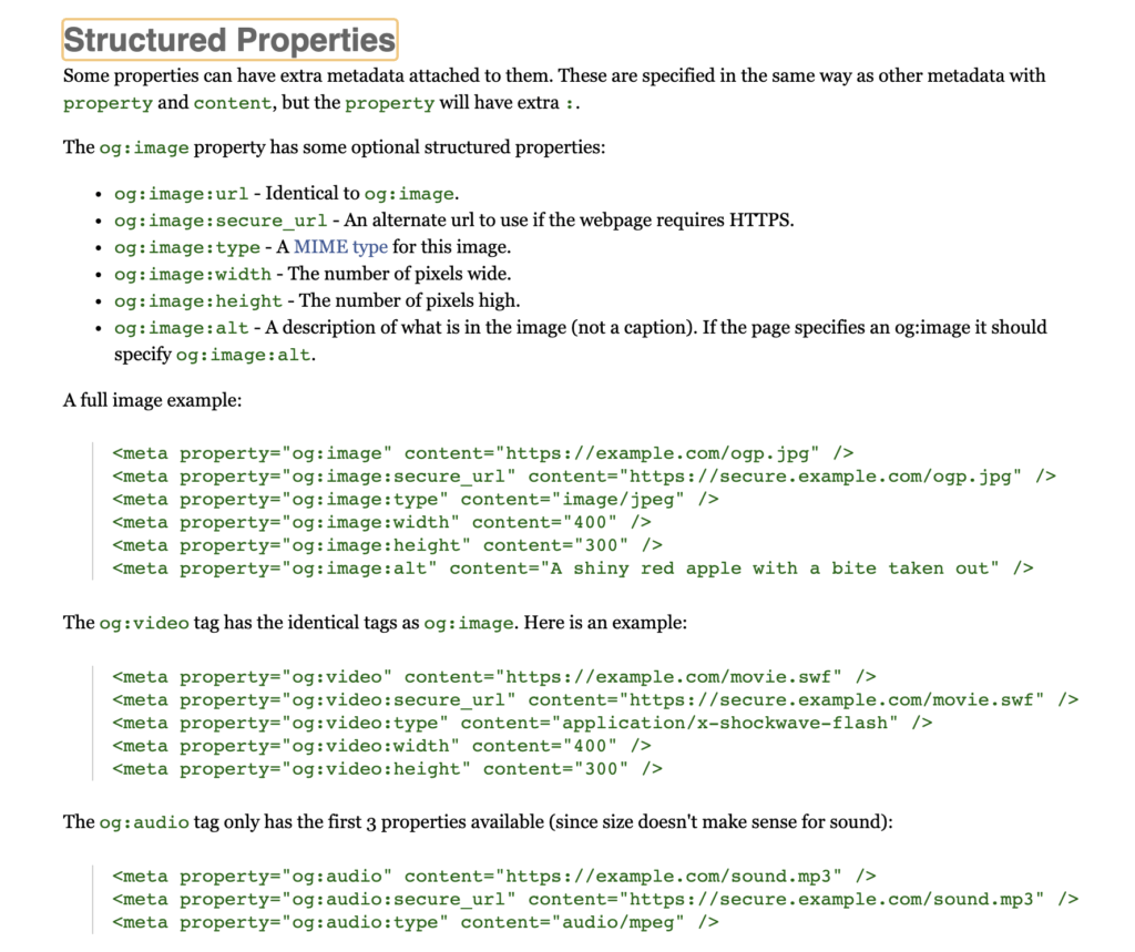 Facebook Debugger Structured properties