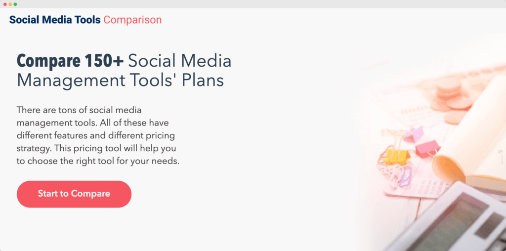 Social Media Tools Comparison - Home Page
