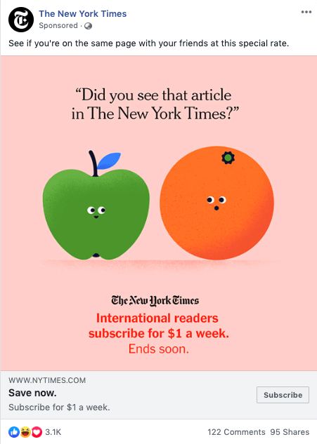 New York times' single image ad