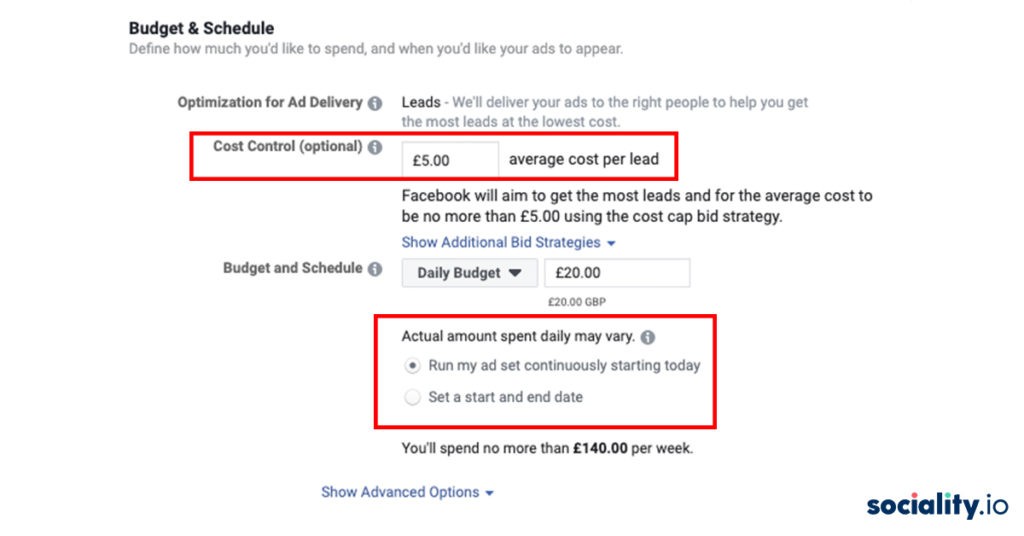 facebook ads budget schedule