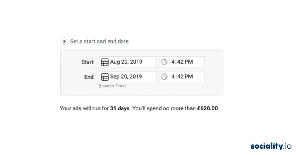 facebook ads set date