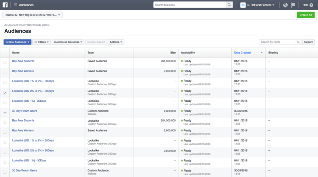 Facebook Business Manager Audiences