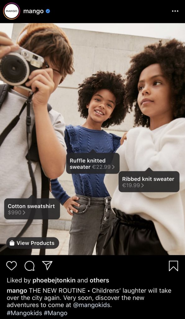 Instagram shopping tags