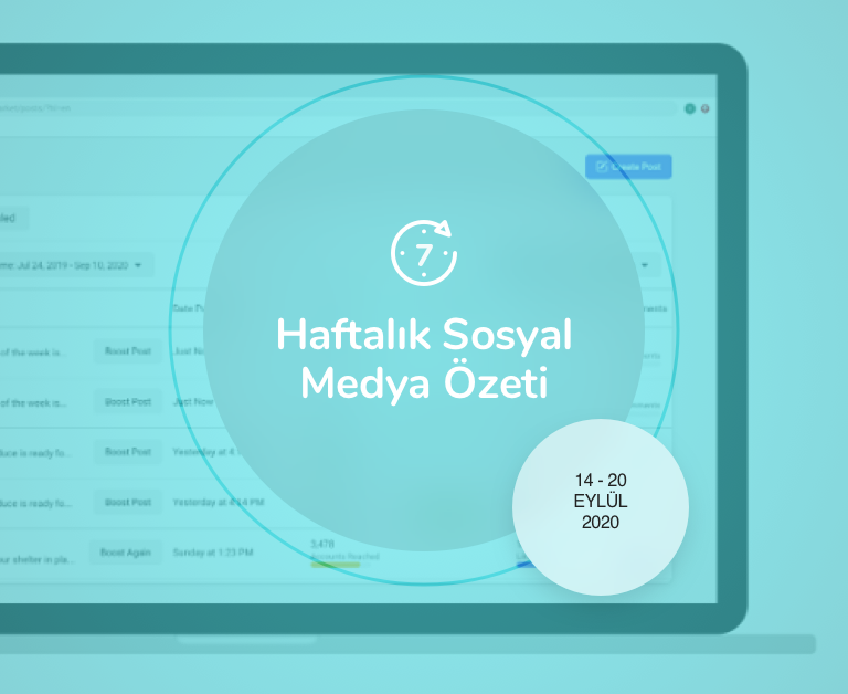 Haftalık Sosyal Medya Özeti: 14 Eylül — 20 Eylül 2020
